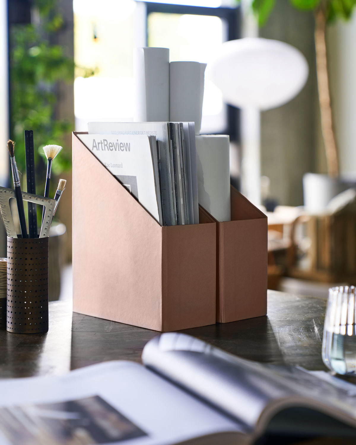 MAGAZINE HOLDER, HOLD, ROSE (SET OF 2)