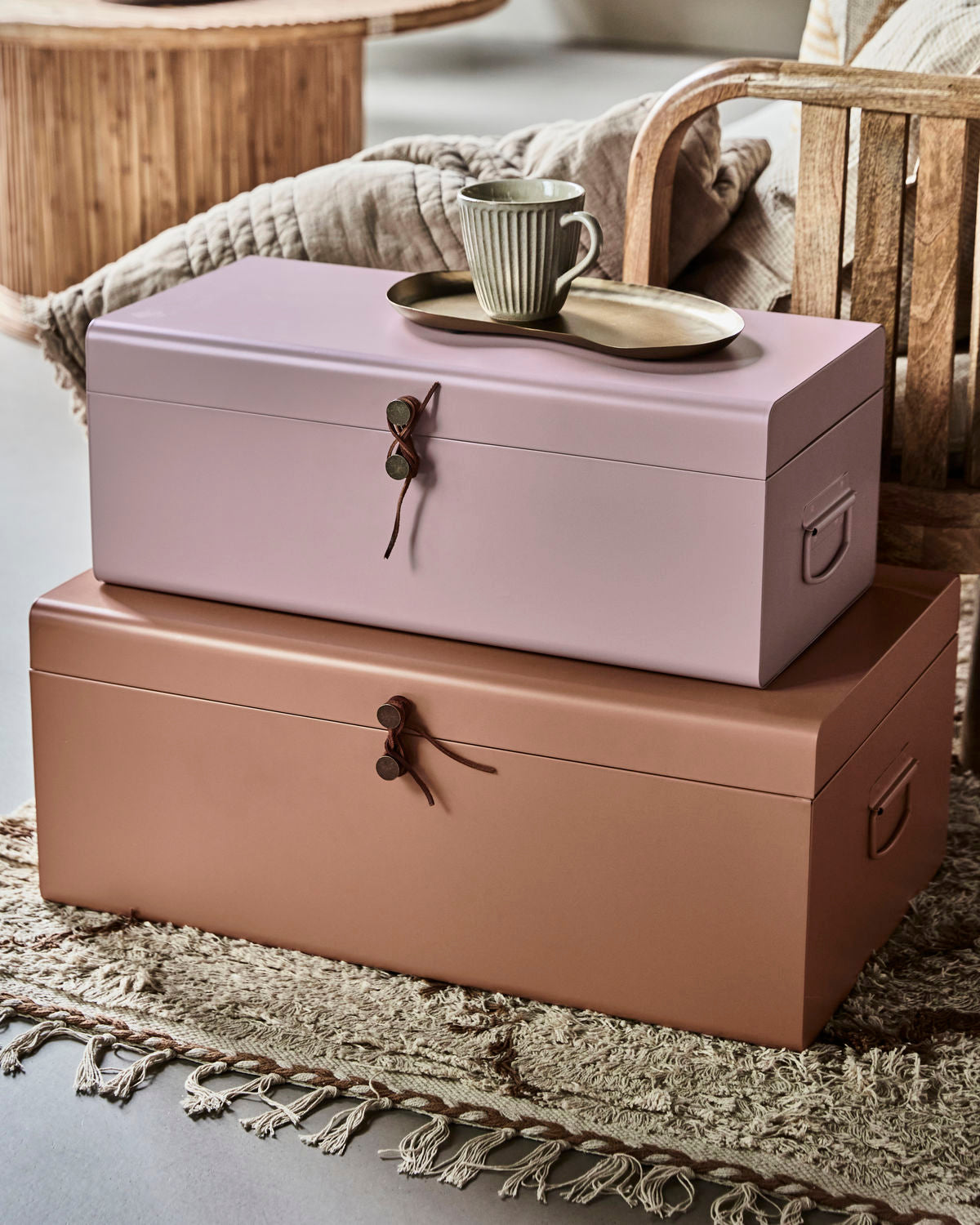 STORAGE, METAL, BEIGE/ROSE