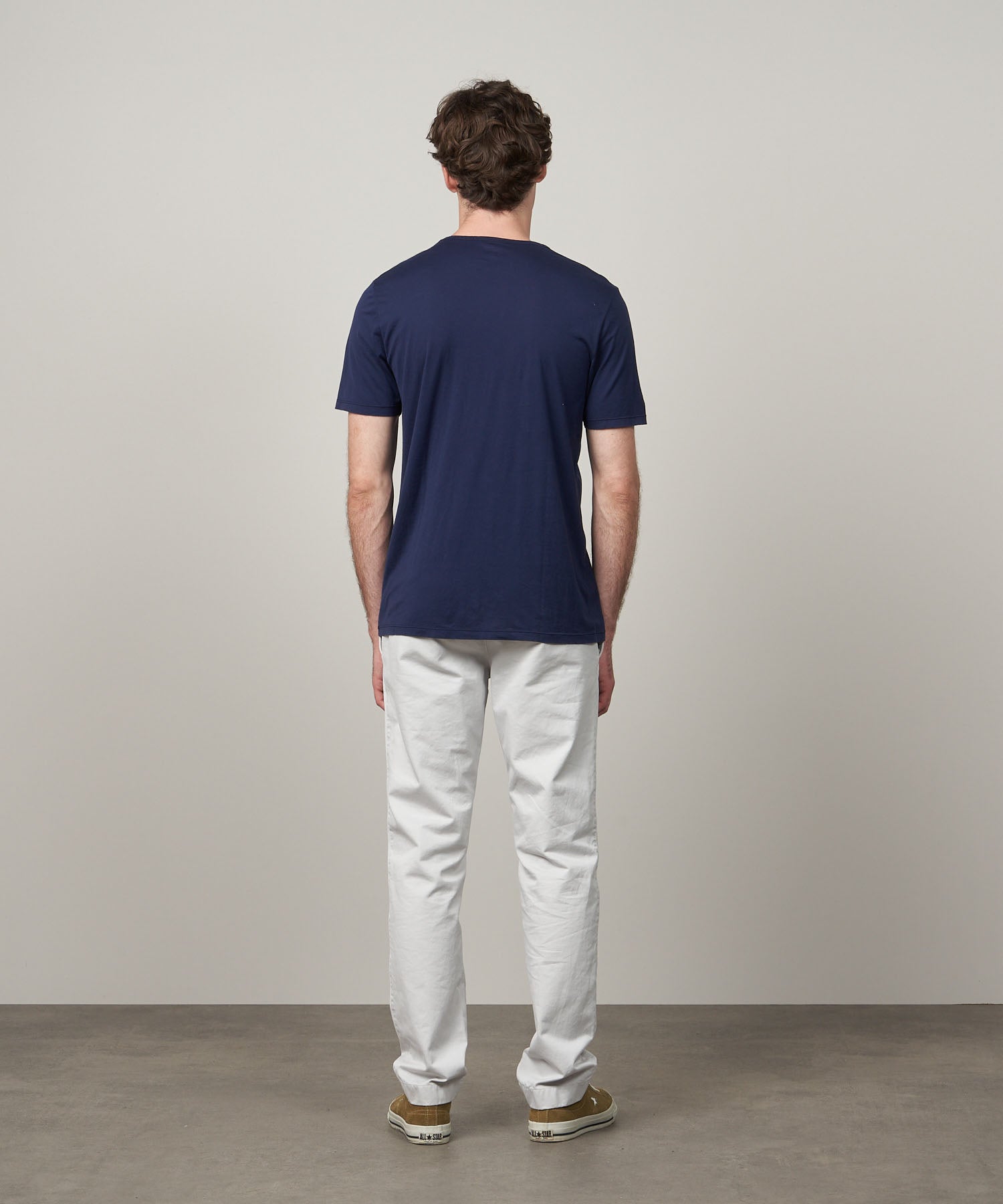 MEN KNITTED T-SHIRT - LIGHT CREW - NAVY