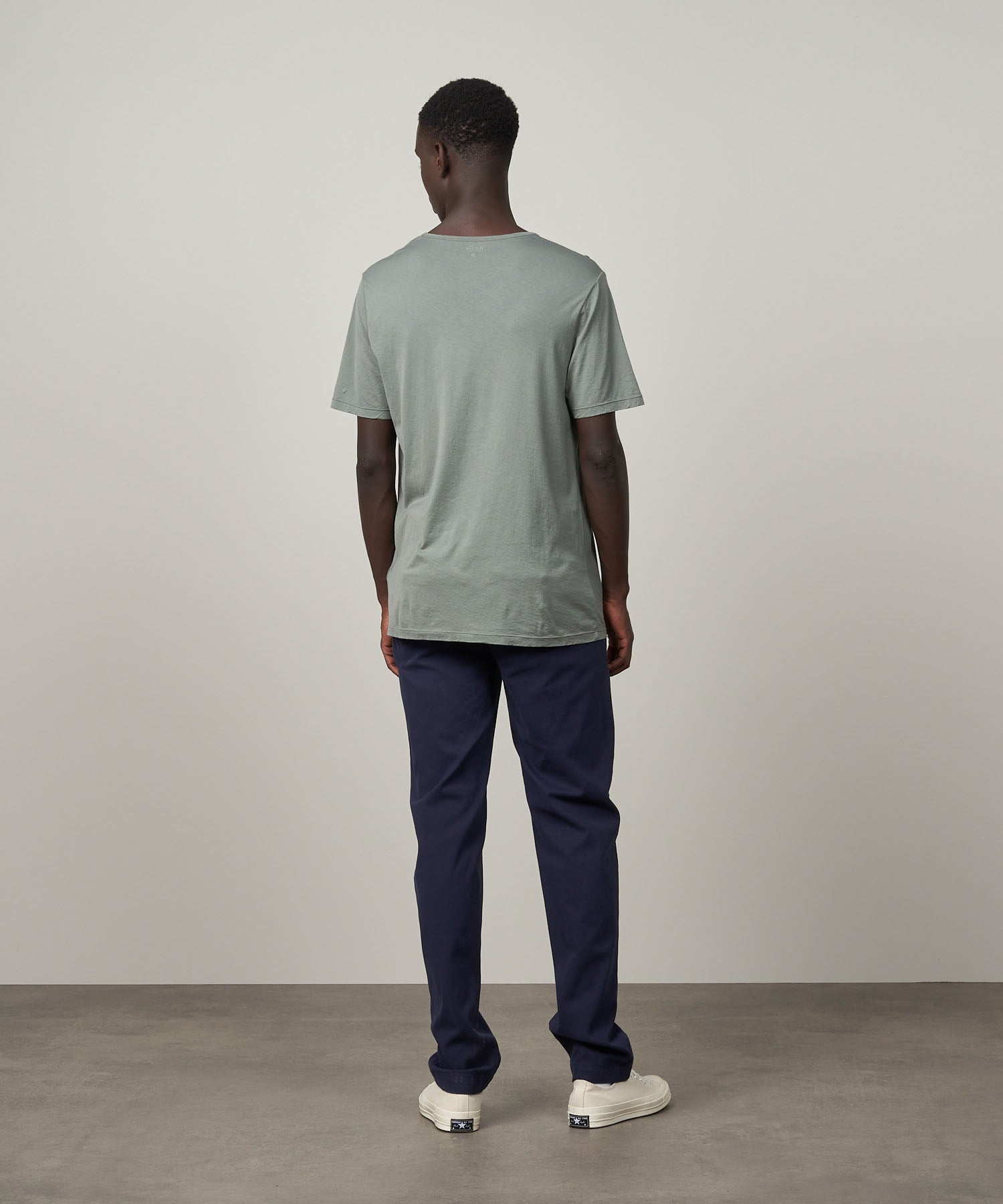 MEN KNITTED T-SHIRT - LIGHT CREW - OLIVE