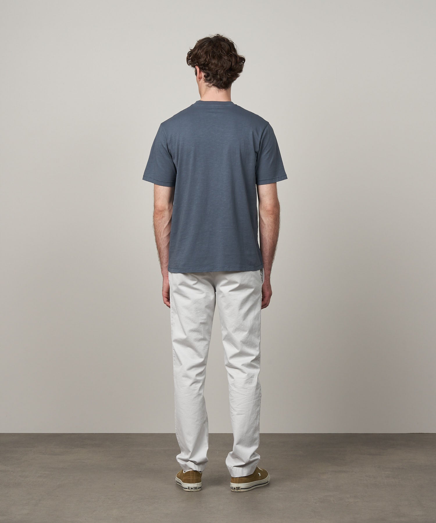 MEN KNITTED T-SHIRT - POCKET CREW - THUNDER