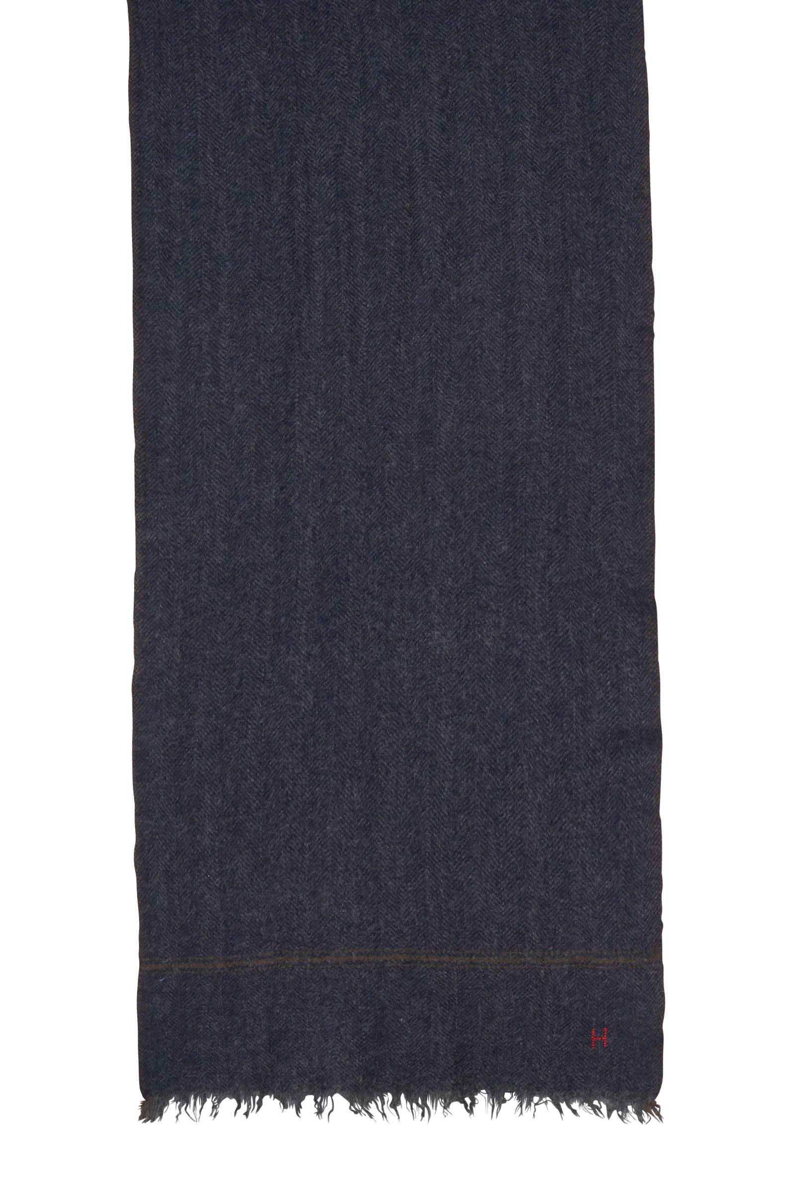 MEN WOVEN SCARF|HERRINGBONE|NAVY