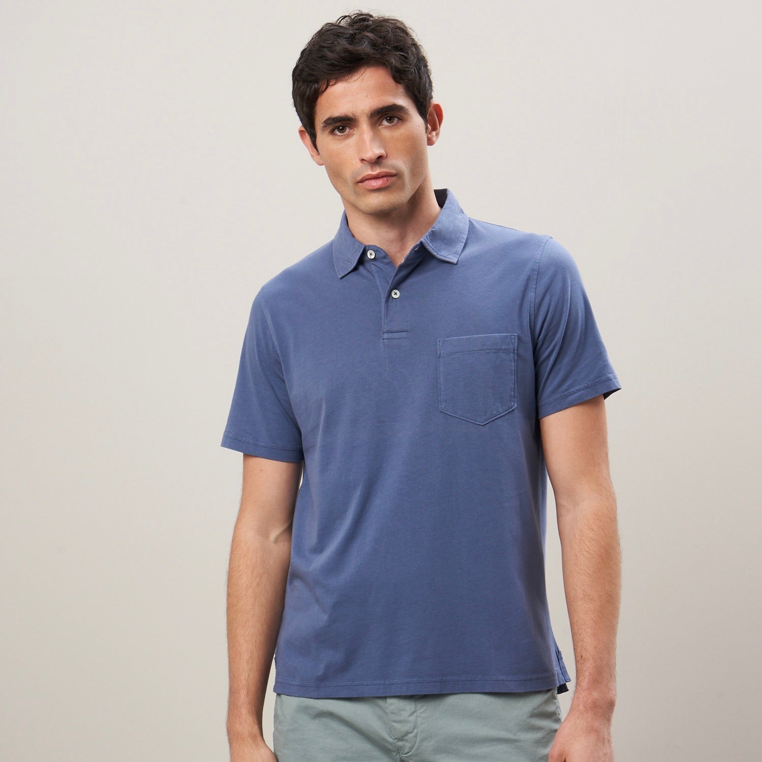 MEN KNITTED POLO-PIQUE POLO-COBALT