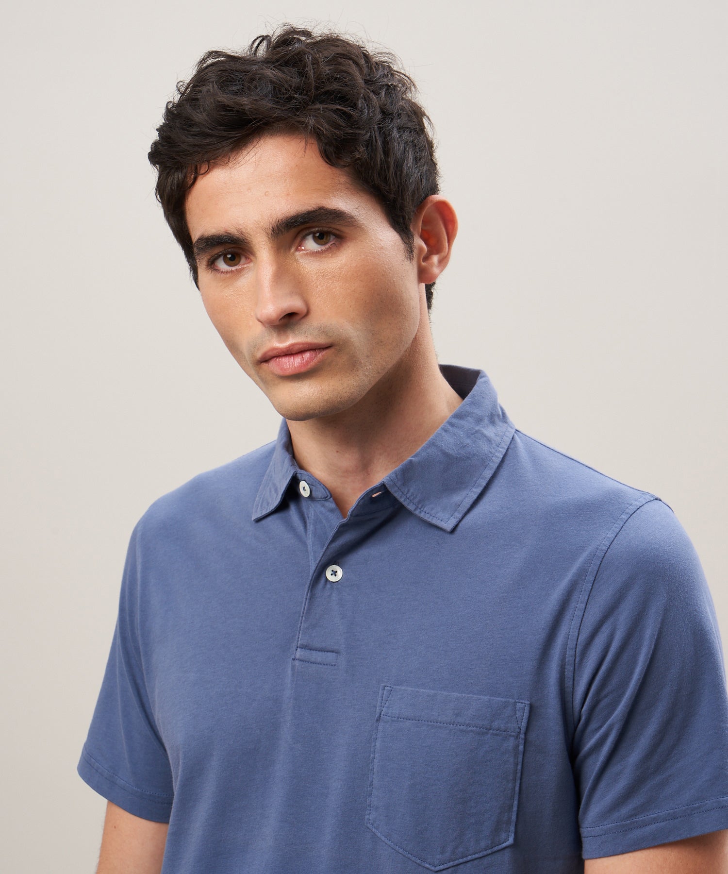 MEN KNITTED POLO - PIQUE - COBALT