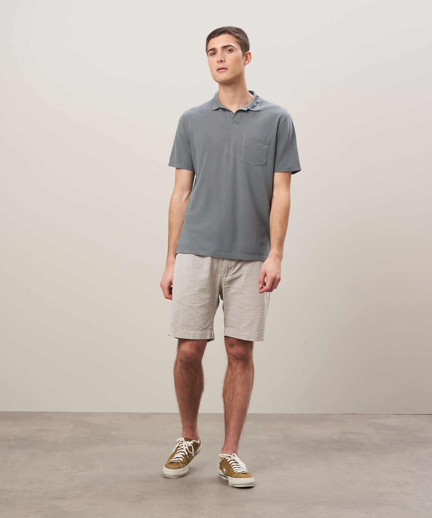 MEN KNITTED POLO - PIQUE - OLIVE