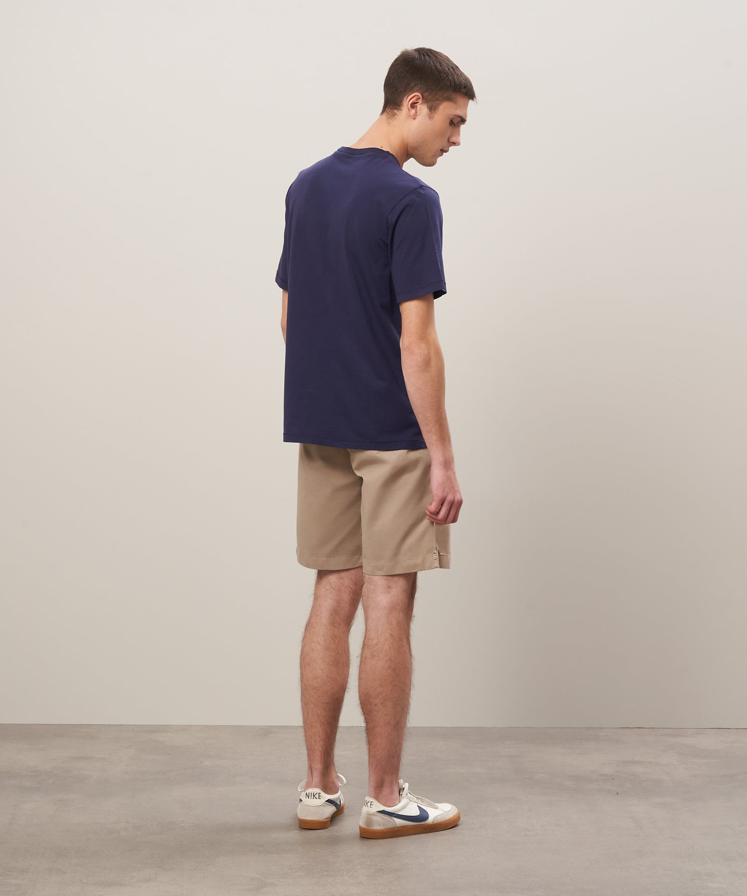 MEN KNITTED T-SHIRT - POCKET CREW - NAVY