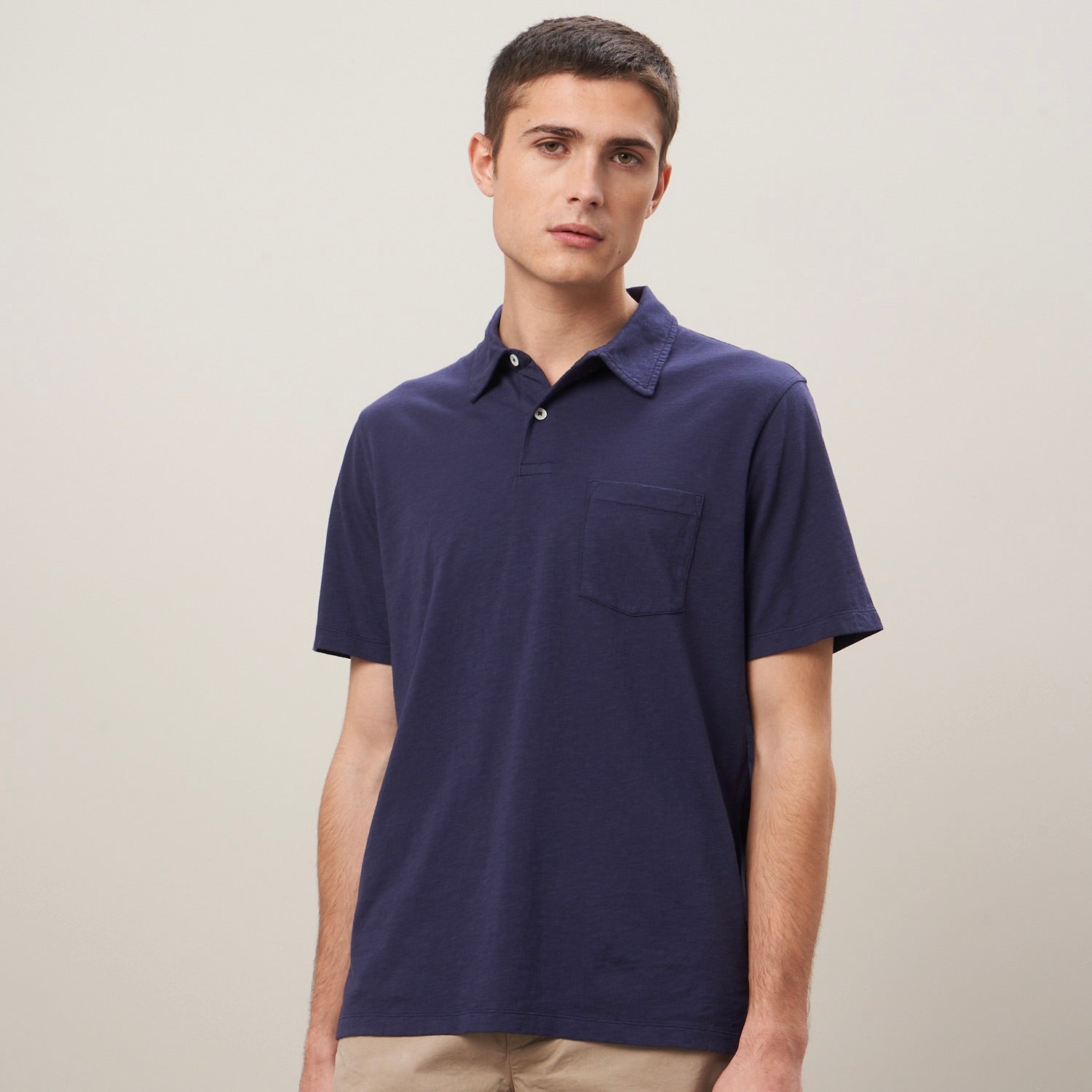 MEN KNITTED POLO - PIQUE - NAVY