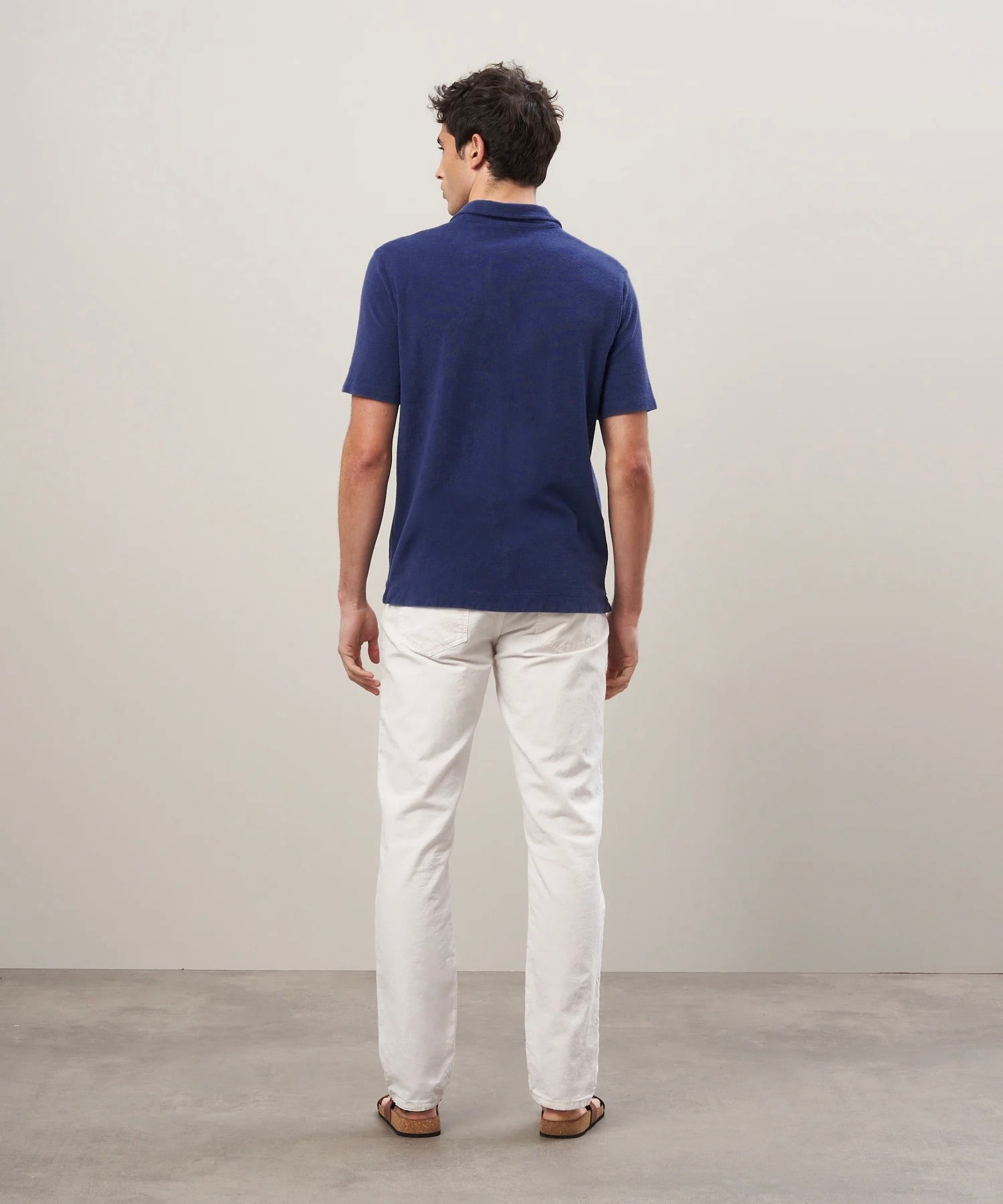 MEN KNITTED POLO - BOUCLETTE - NAVY