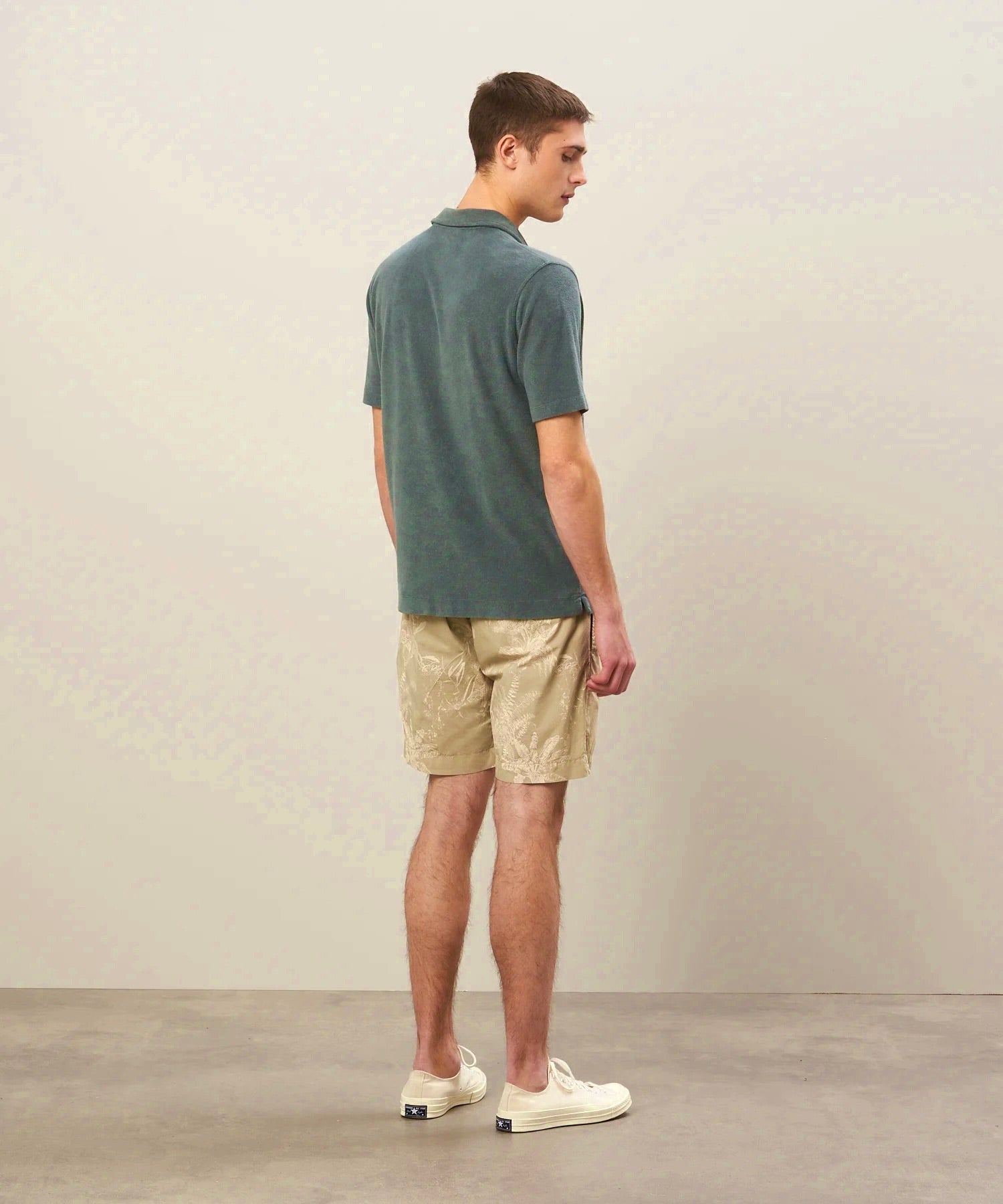 MEN KNITTED POLO - BOUCLETTE - FADED GREEN