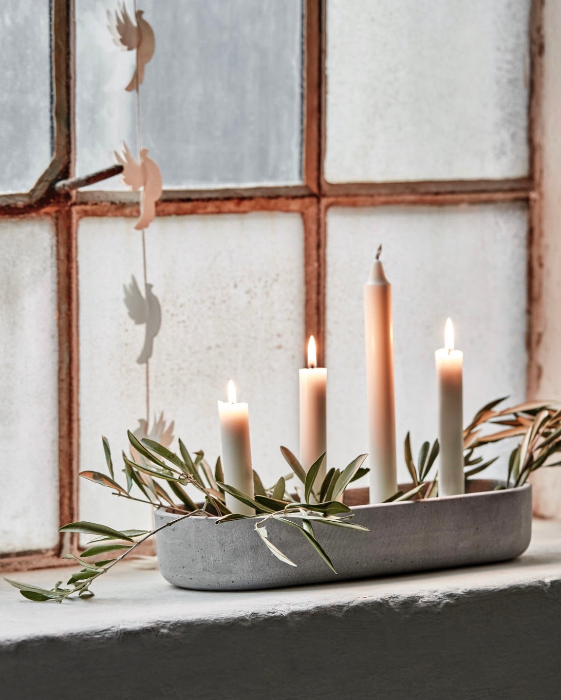 CANDLE HOLDER, MARB, GREY, FLAT