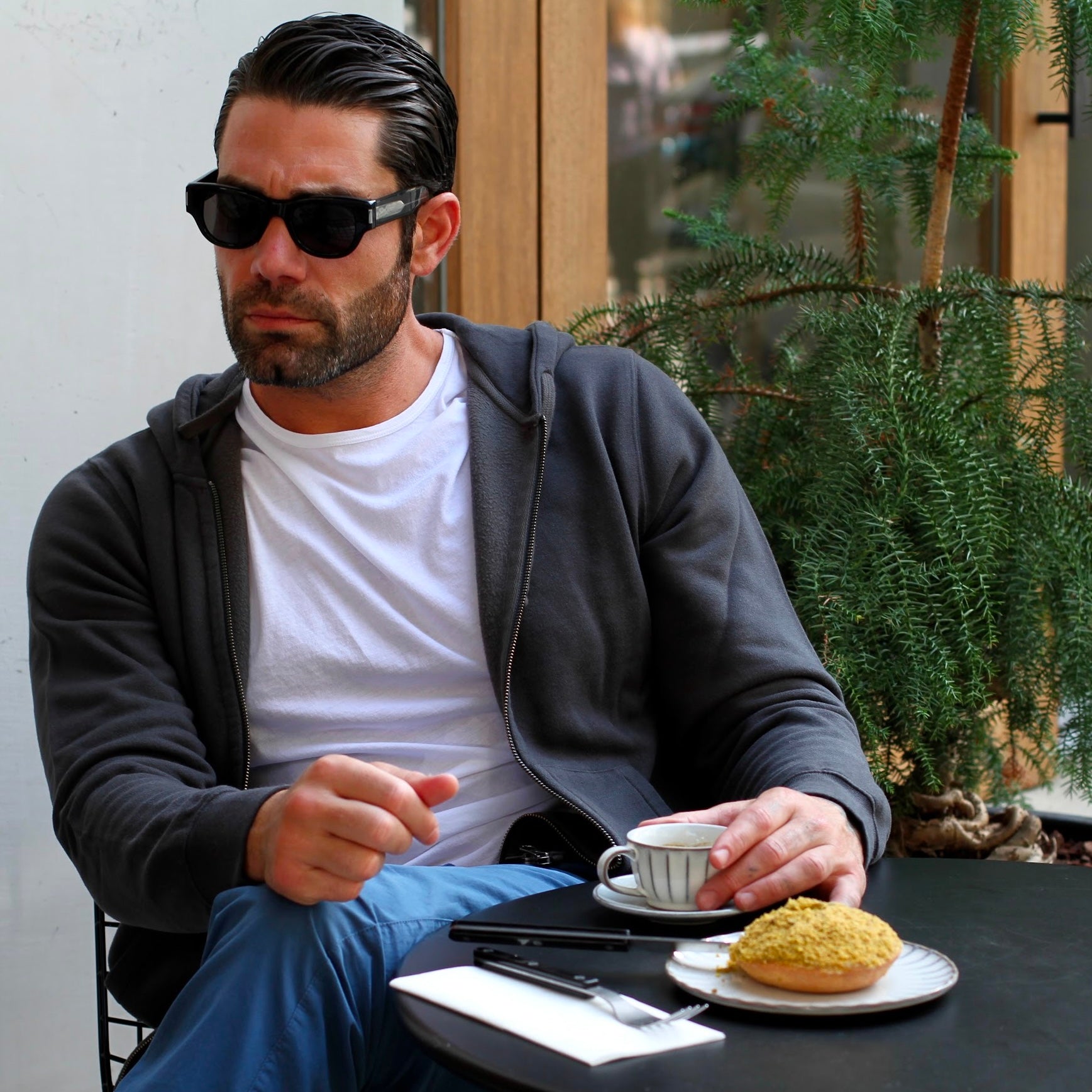 MEN KNITTED SWEATSHIRT|HOODY ZIPPER|CHARCOAL