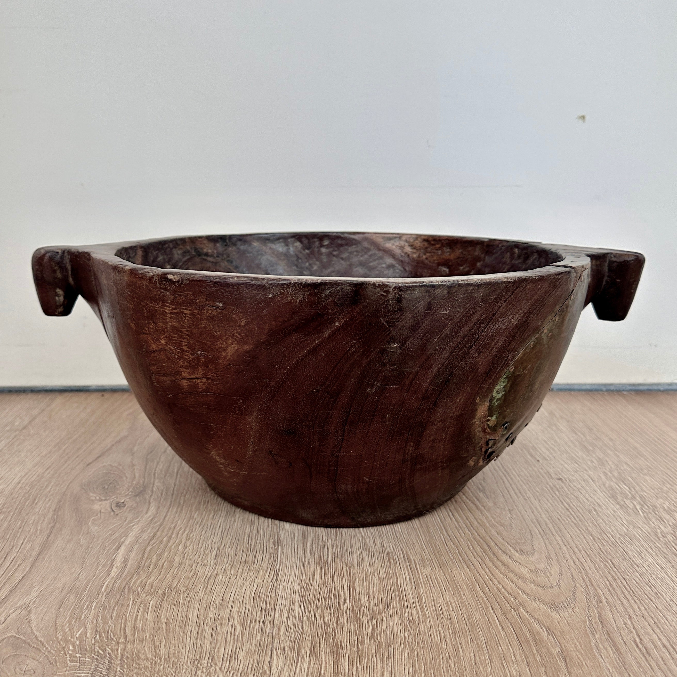 DARK WOODEN CONTAINER WITH HANDLES