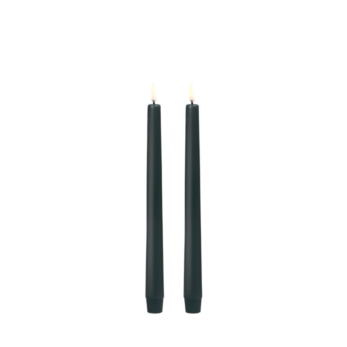 CLASSIC LED TAPER CANDLES GREEN | 2.3 x 25 CM | SET OF 2
