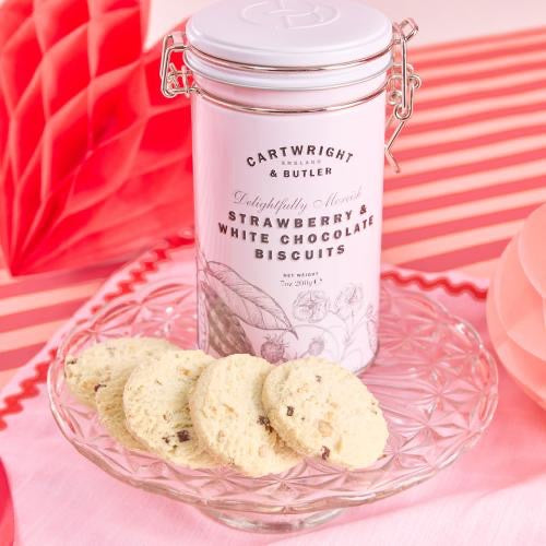 STRAWBERRY & WHITE CHOC BISCUITS TIN