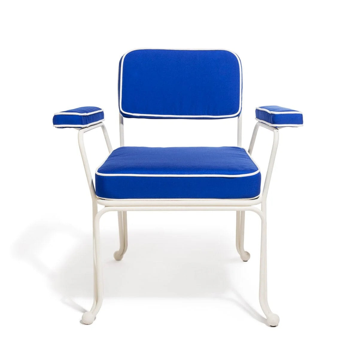 THE WATERHOUSE DINING CHAIR IN RIVIE MEDITERRANEAN BLUE | ANTIQUE WHITE FRAME | On Order