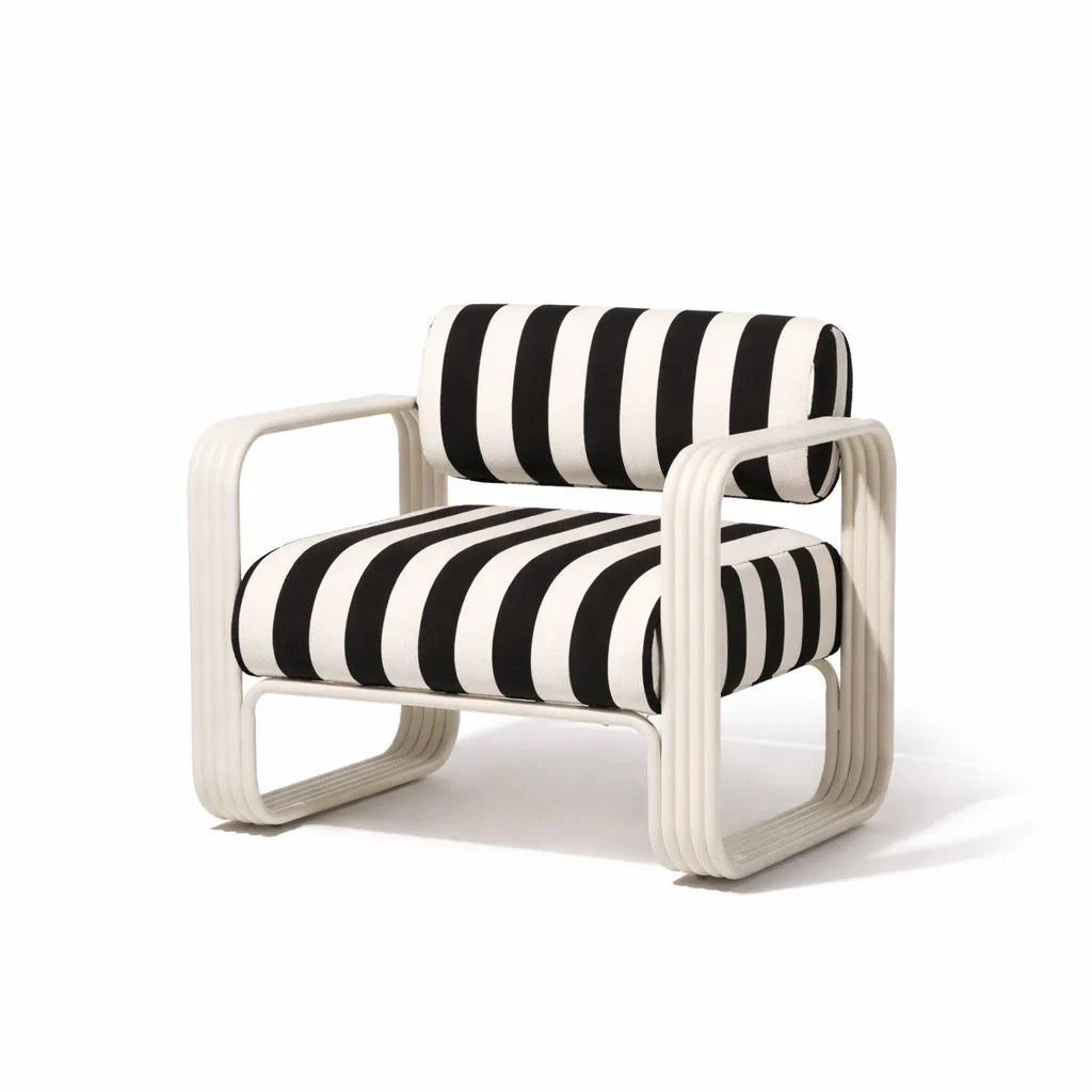 THE CONTINI ACCENT CHAIR | ANTIQUE WHITE FRAME | TERRY TERRACOTTA STRIPE | On Order