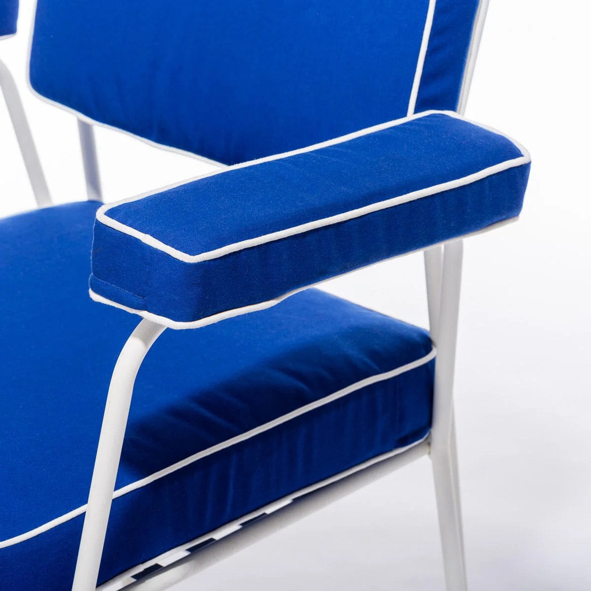 THE WATERHOUSE DINING CHAIR IN RIVIE MEDITERRANEAN BLUE | ANTIQUE WHITE FRAME | On Order