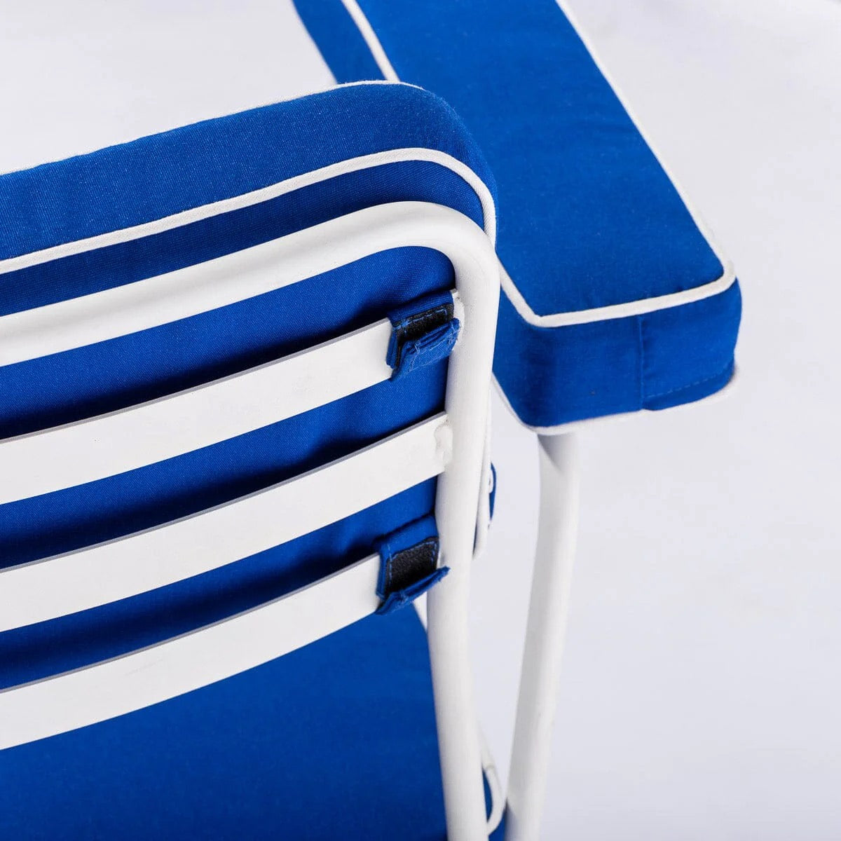 THE WATERHOUSE DINING CHAIR IN RIVIE MEDITERRANEAN BLUE | ANTIQUE WHITE FRAME | On Order