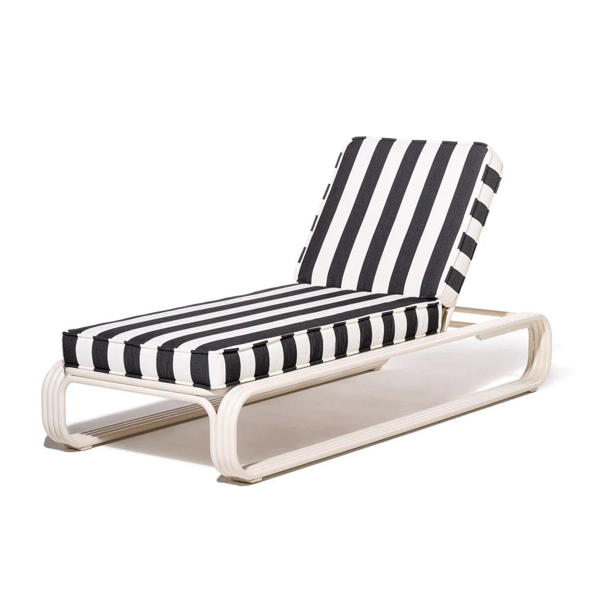 THE CONTINI SUN LOUNGER | ANTIQUE WHITE FRAME | TERRY TERRACOTTA STRIPE | On Order