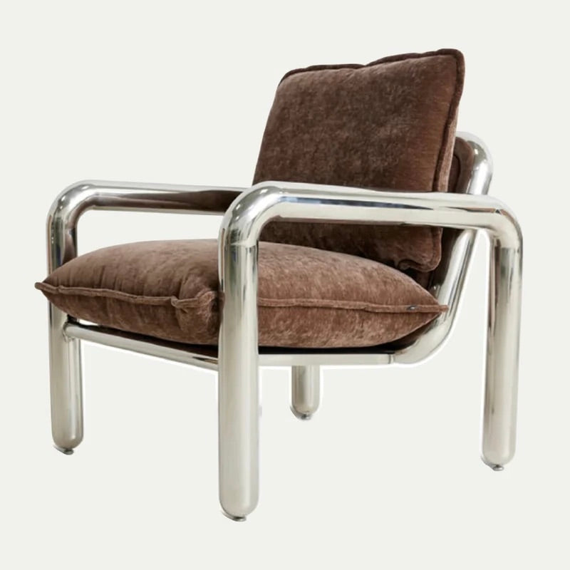 CHROME LOUNGE ARMCHAIR | VELVET BROWN | On Order
