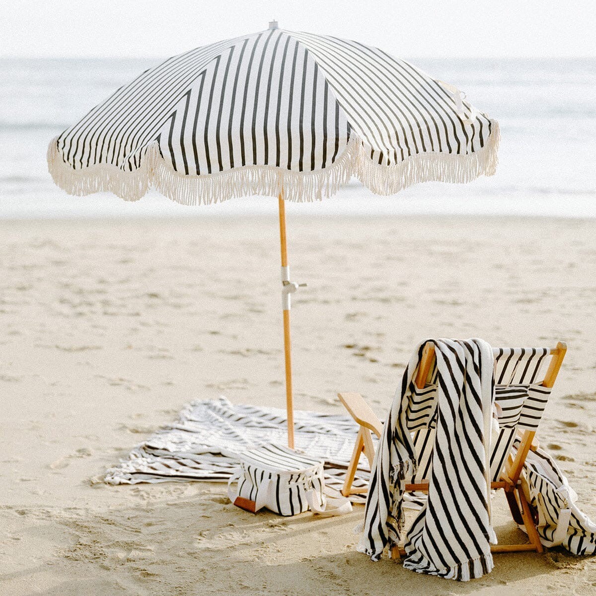 BEACH TOWEL - MONACO BLACK STRIPE