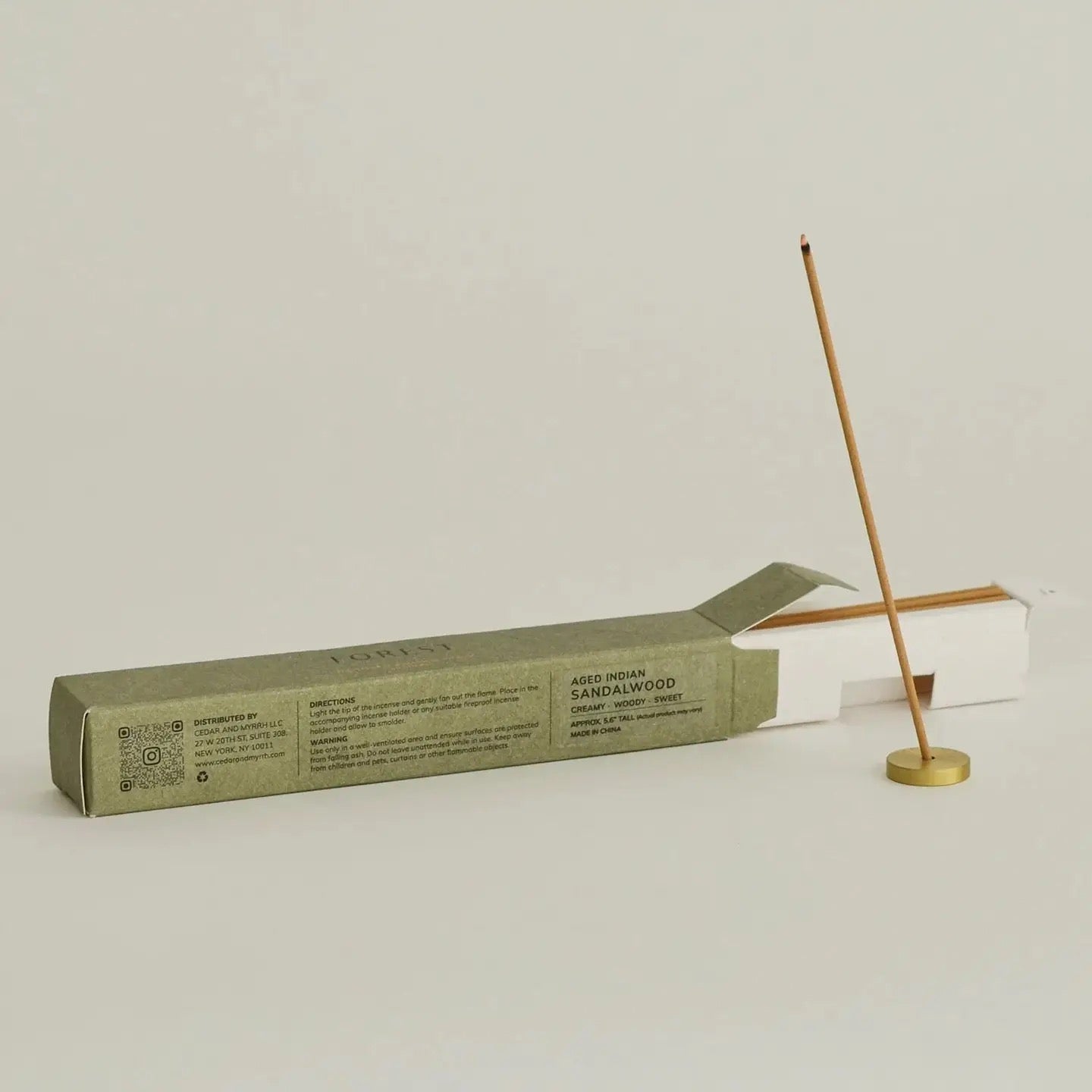 AGED INDIAN SANDALWOOD INCENSE STICKS SET | WITH BRASS HOLDER