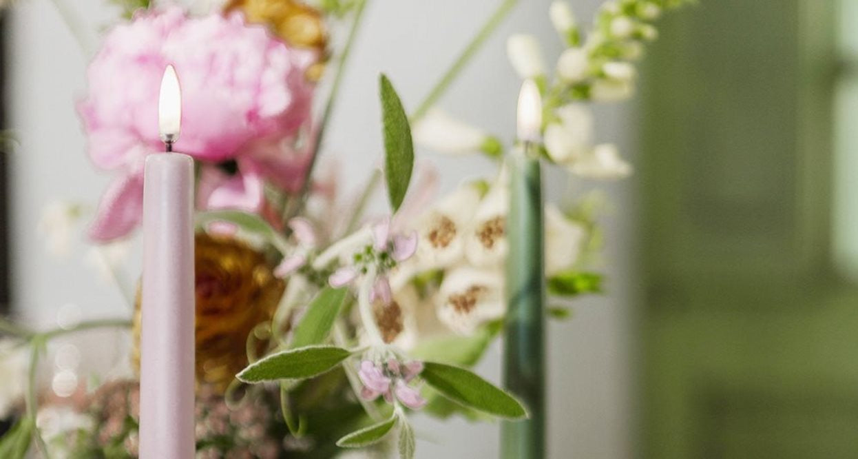 CLASSIC LED TAPER CANDLES GREEN | 2.3 x 25 CM | SET OF 2