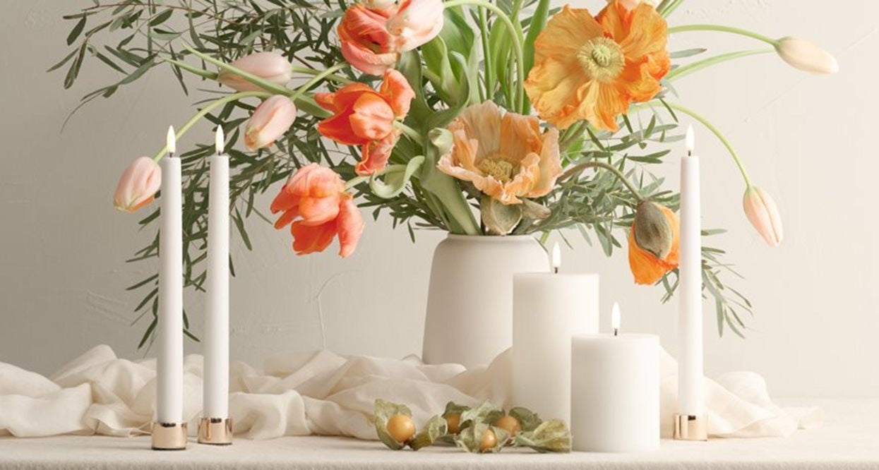 TALL LED TAPER CANDLE WHITE | 2.3 x 55 CM