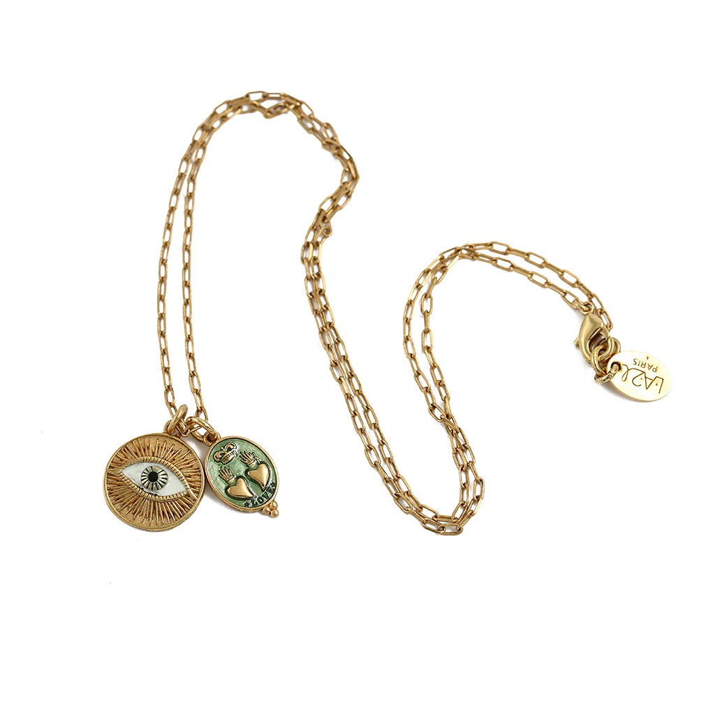 NECKLACE SACHA DOUBLE HEART|EYE
