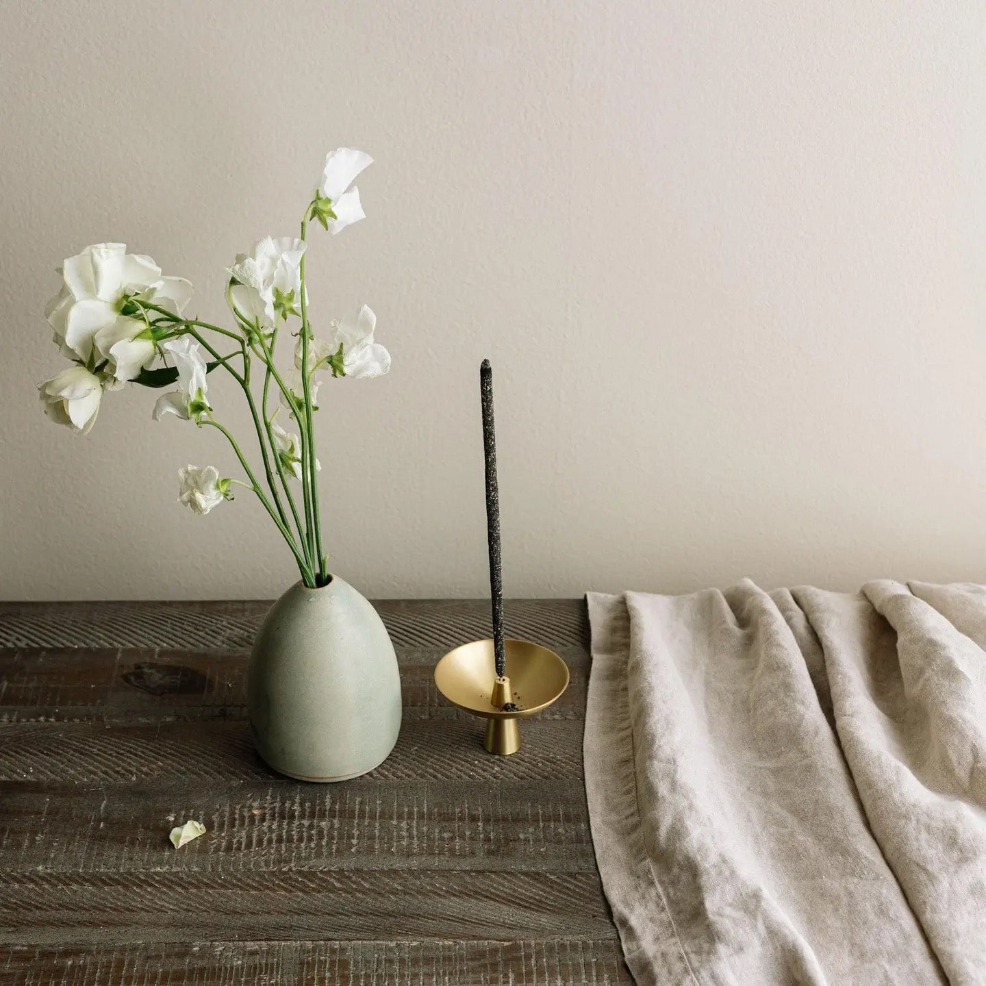 BRASS INCENSE HOLDER WITH ASH CATCHER
