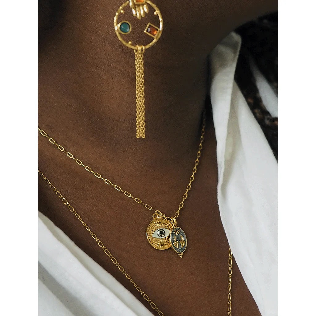 NECKLACE SACHA DOUBLE HEART|EYE