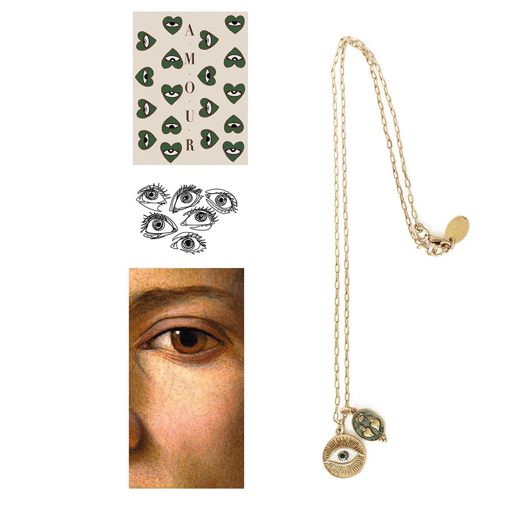 NECKLACE SACHA DOUBLE HEART|EYE