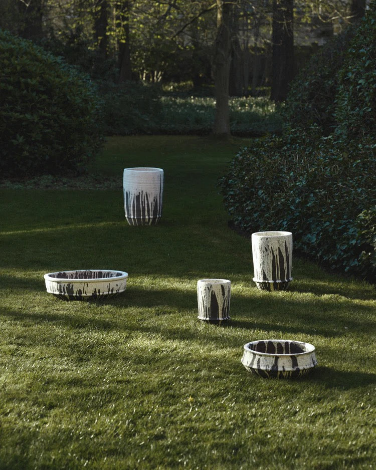 PLANTER BOWL 02 S OFF WHITE DARK BROWN