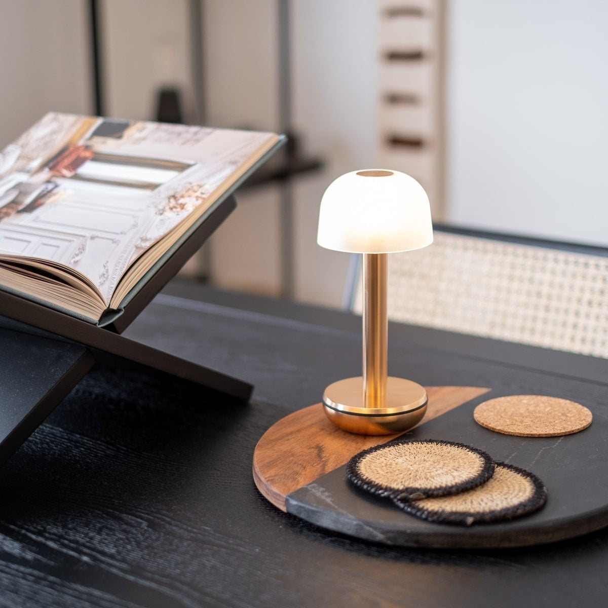 TWO TABLE LIGHT GOLD PC FROSTED