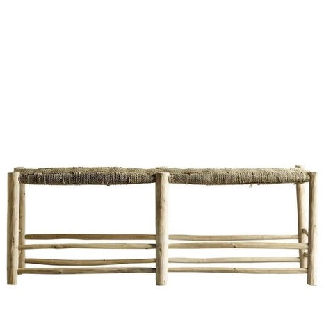 BENCH|EUCALYPTUS WOOD AND PALM LEAVES