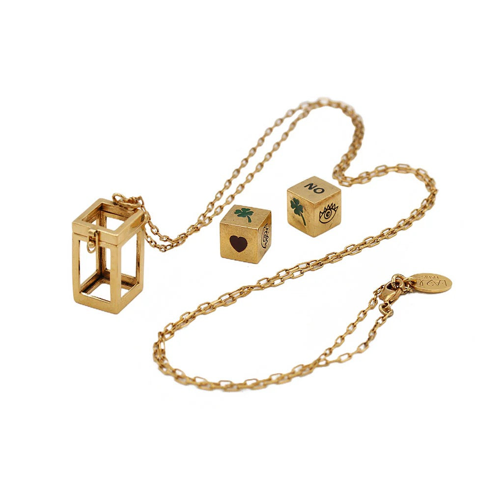 NECKLACE SACHA DICE CAGE AMULET