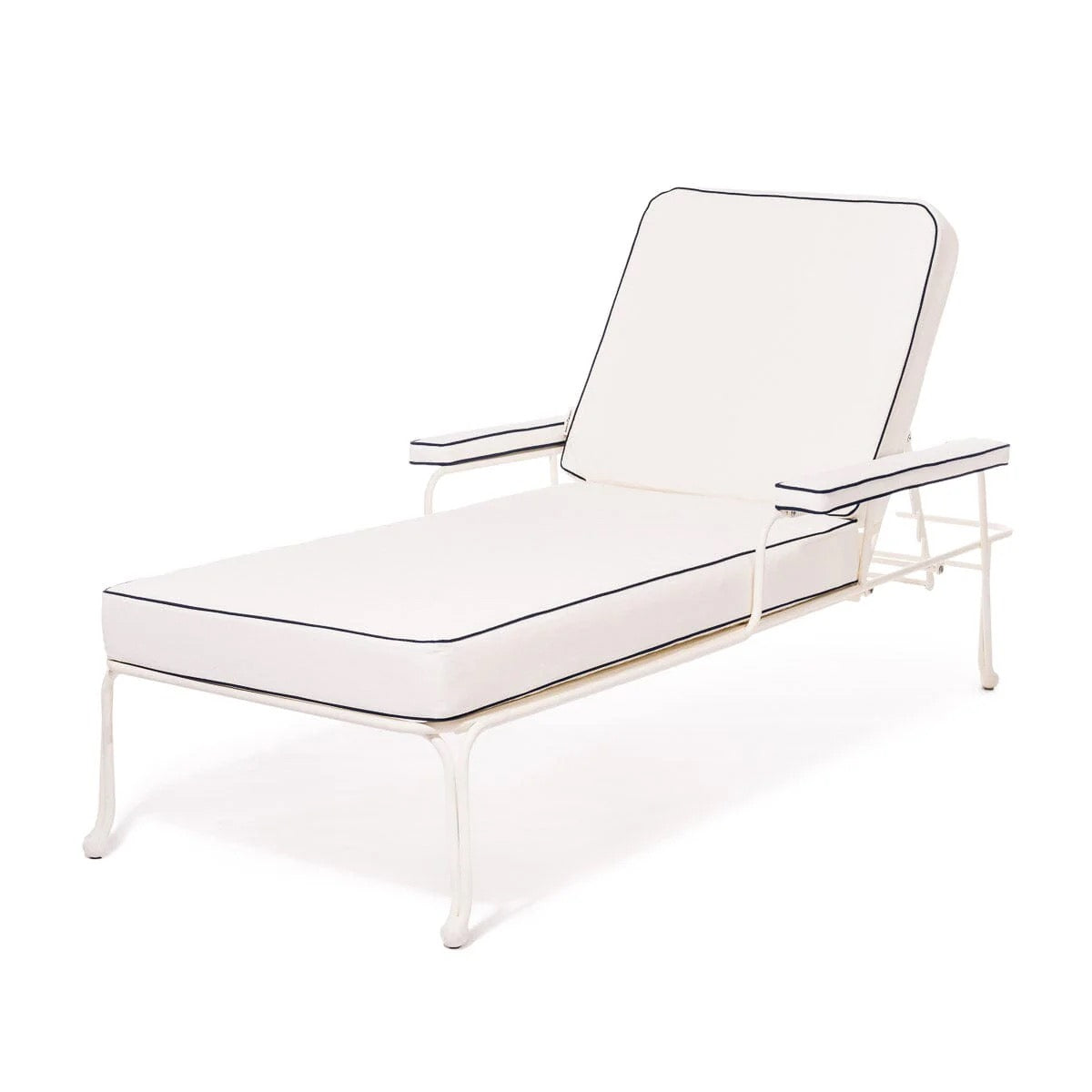 THE WATERHOUSE SUN LOUNGER IN RIVIE WHITE | ANTIQUE WHITE FRAME | On Order