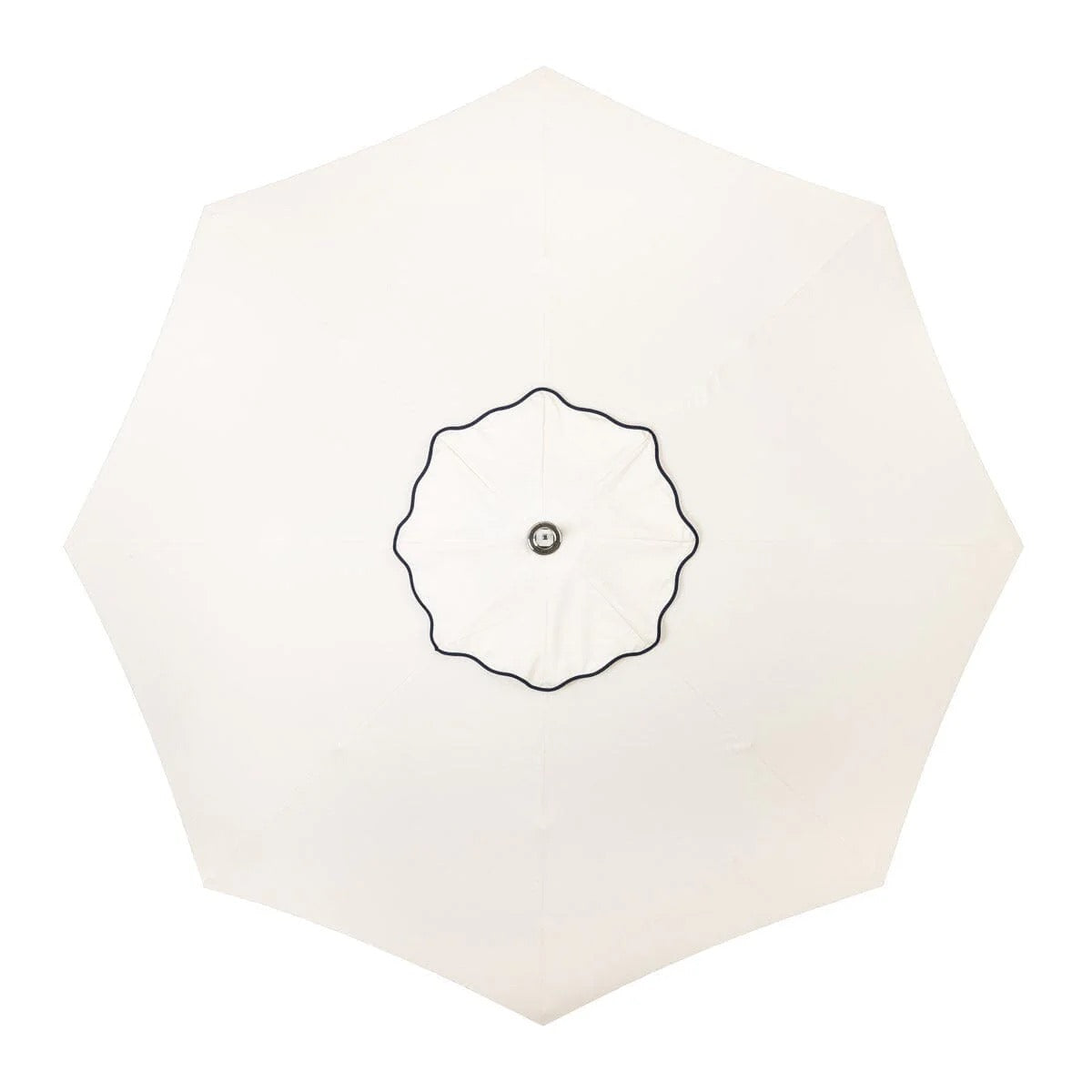 THE RESORT MARKET UMBRELLA IN RIVIE WHITE | 10' ANTIQUE WHITE FRAME | On Order