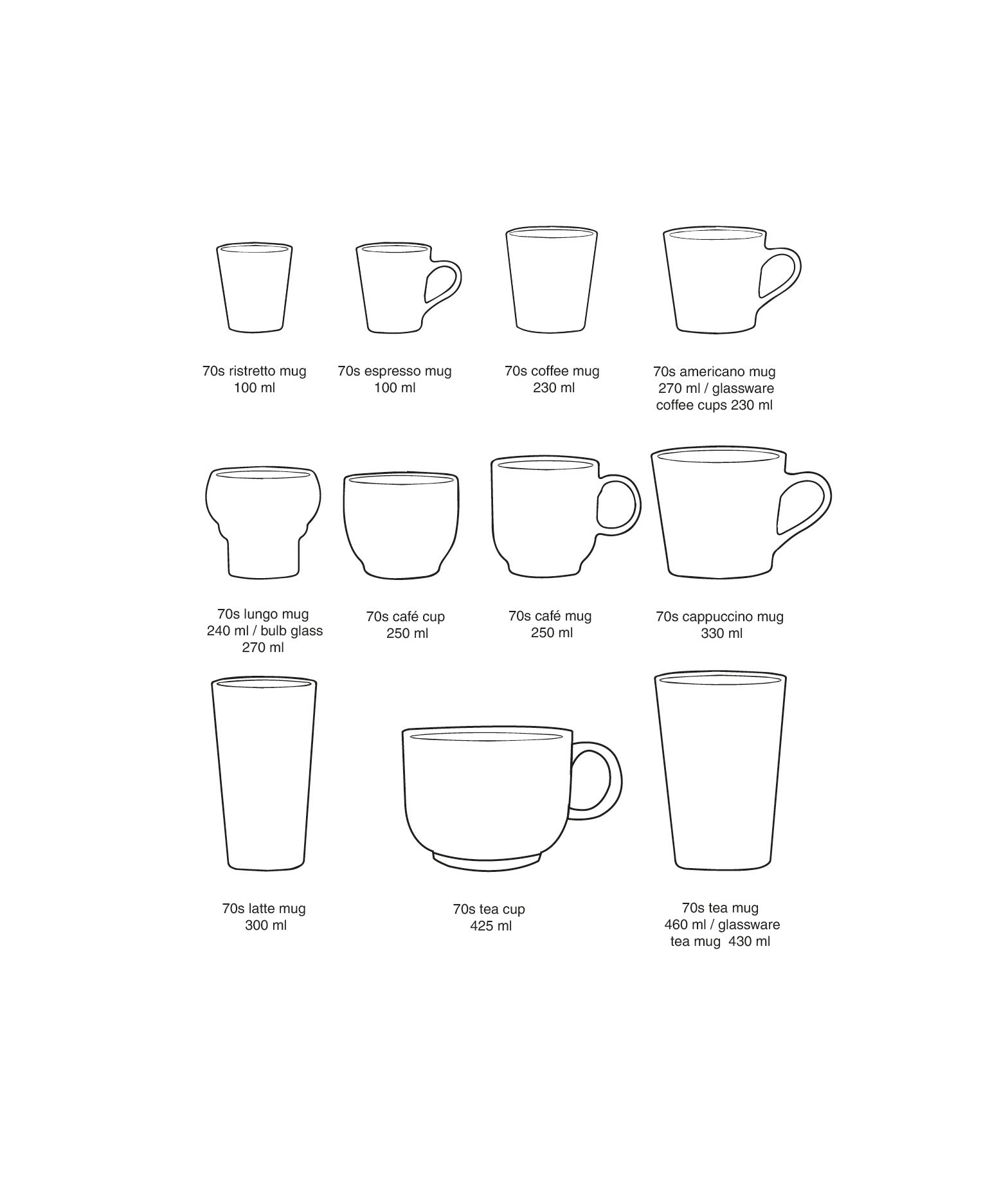 70's CERAMICS: ESPRESSO MUGS BRUTALISM | SET OF 4