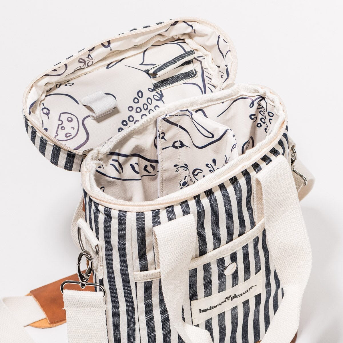 THE WINE COOLER TOTE BAG | LAUREN'S NAVY STRIPE