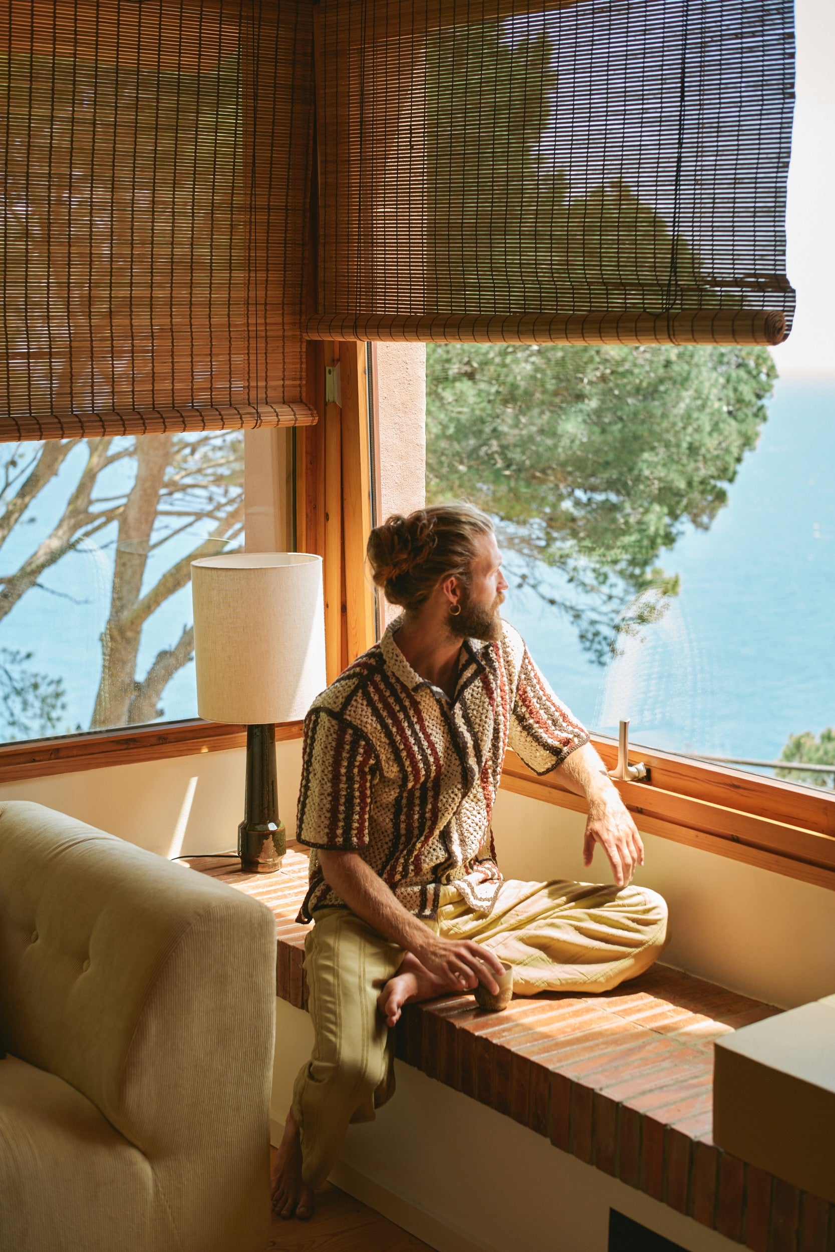 RETRO STONEWARE LAMP BASE GREEN