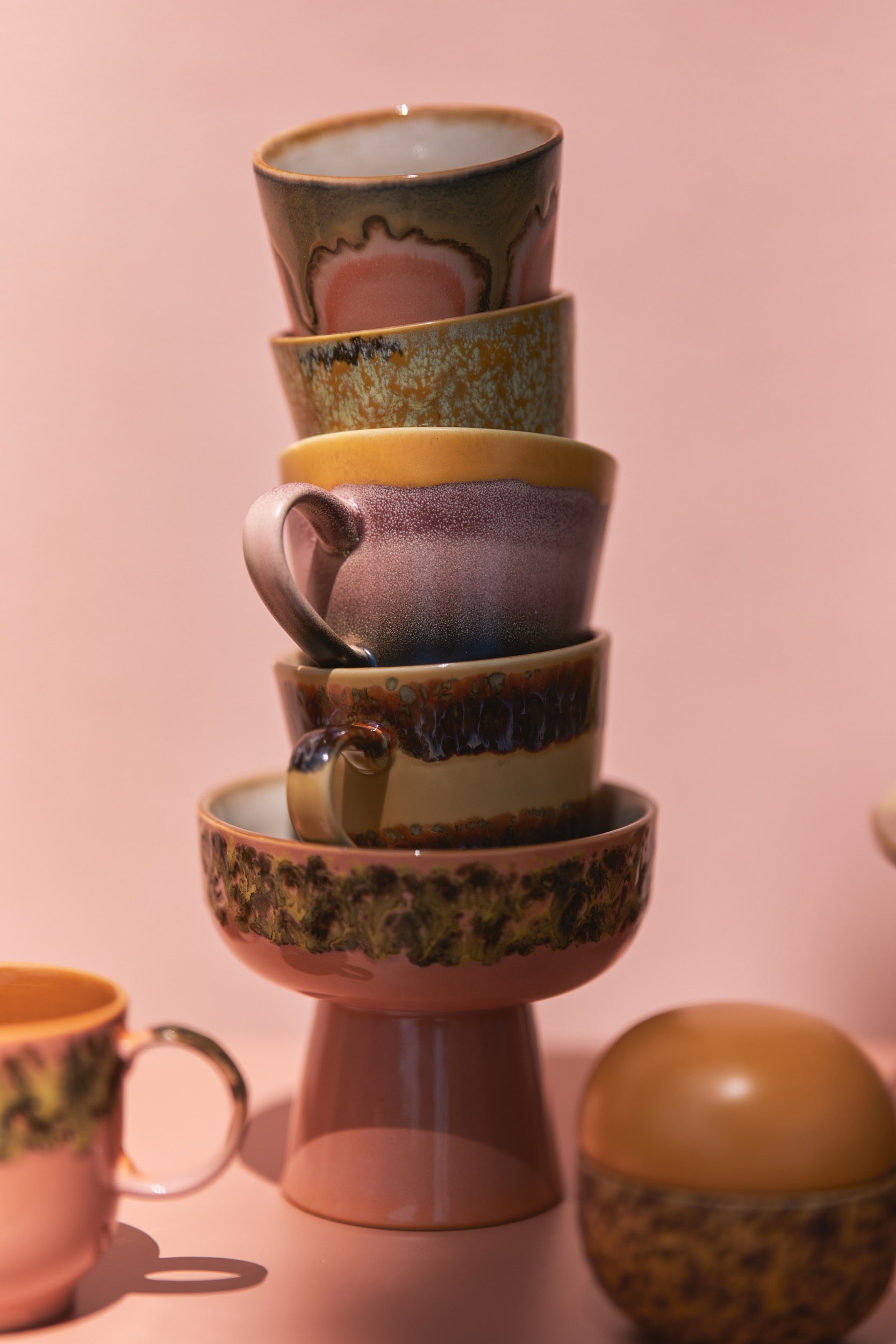 70's CERAMIC CAPPUCCINO MUGS VISTA - SET OF 4