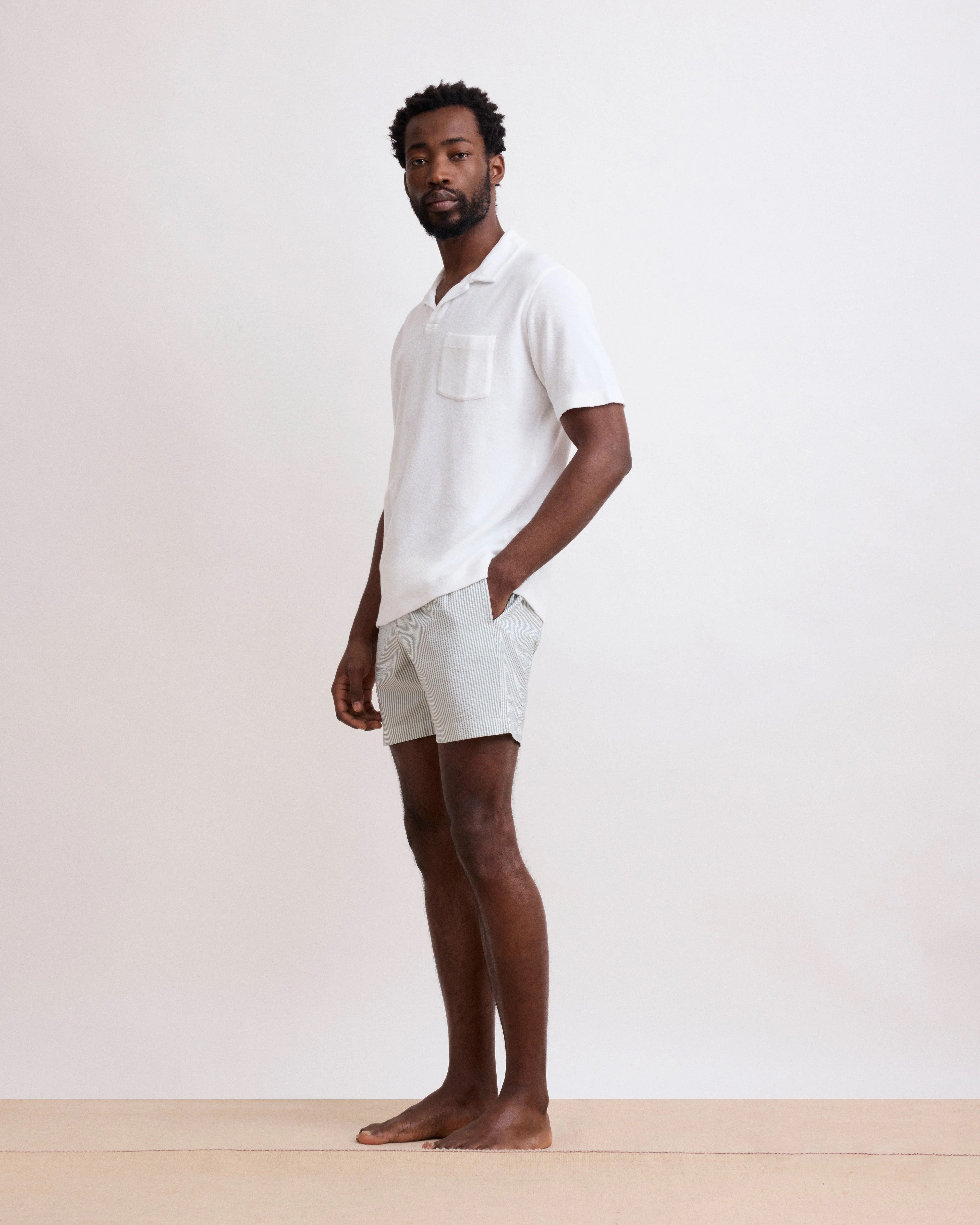 MEN SWIM TRUNKS - MILITARY GREEN