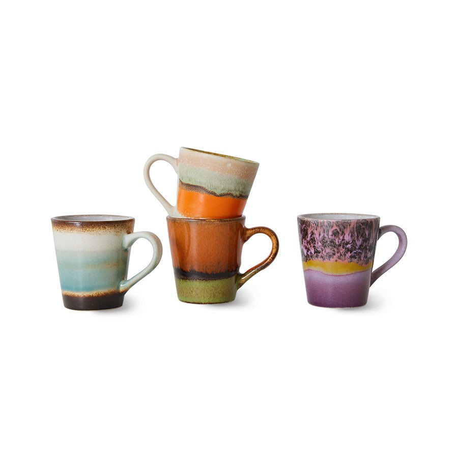 70S CERAMICS ESPRESSO - MUGS, RETRO SET OF 4