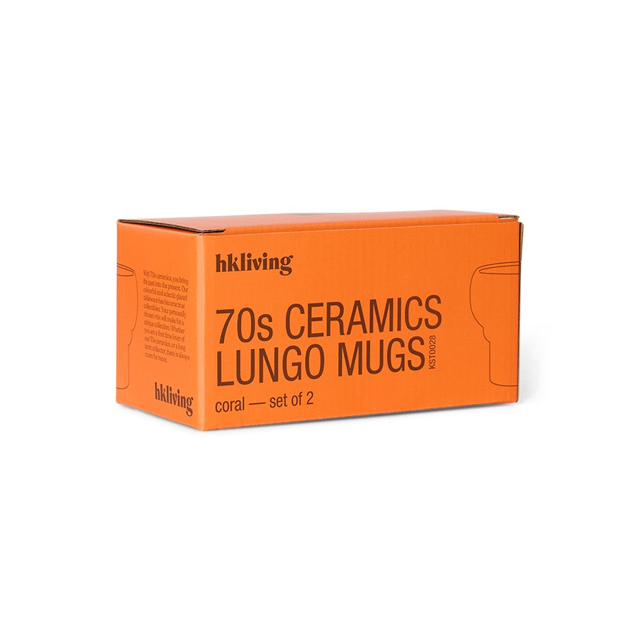 70S CERAMICS:  LUNGO MUGS, CORAL (SET OF 2)