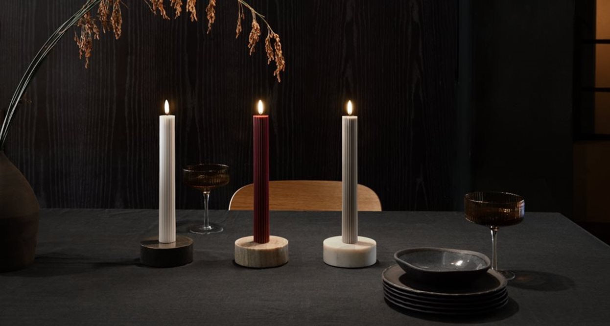 MARBLE BASE CANDLEHOLDER | WHITE