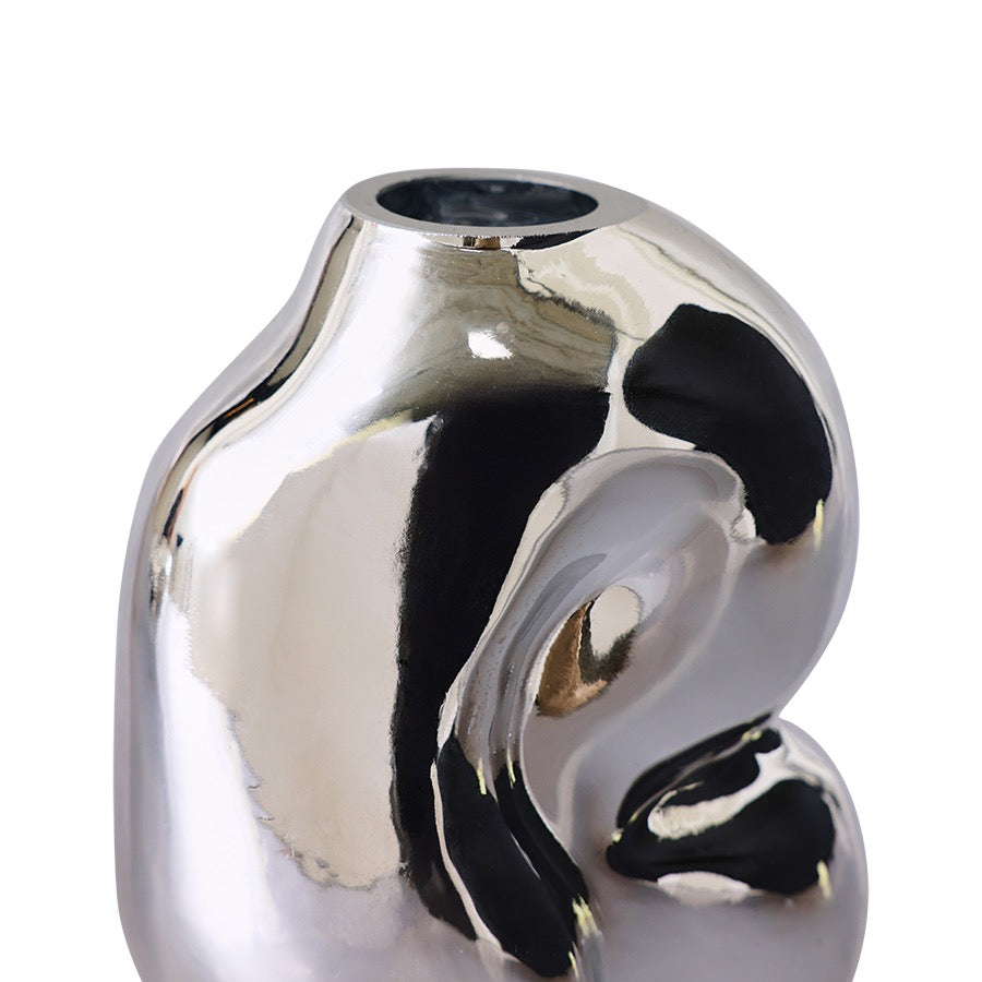 GLEAM GLASS SMALL VASE | CHROME
