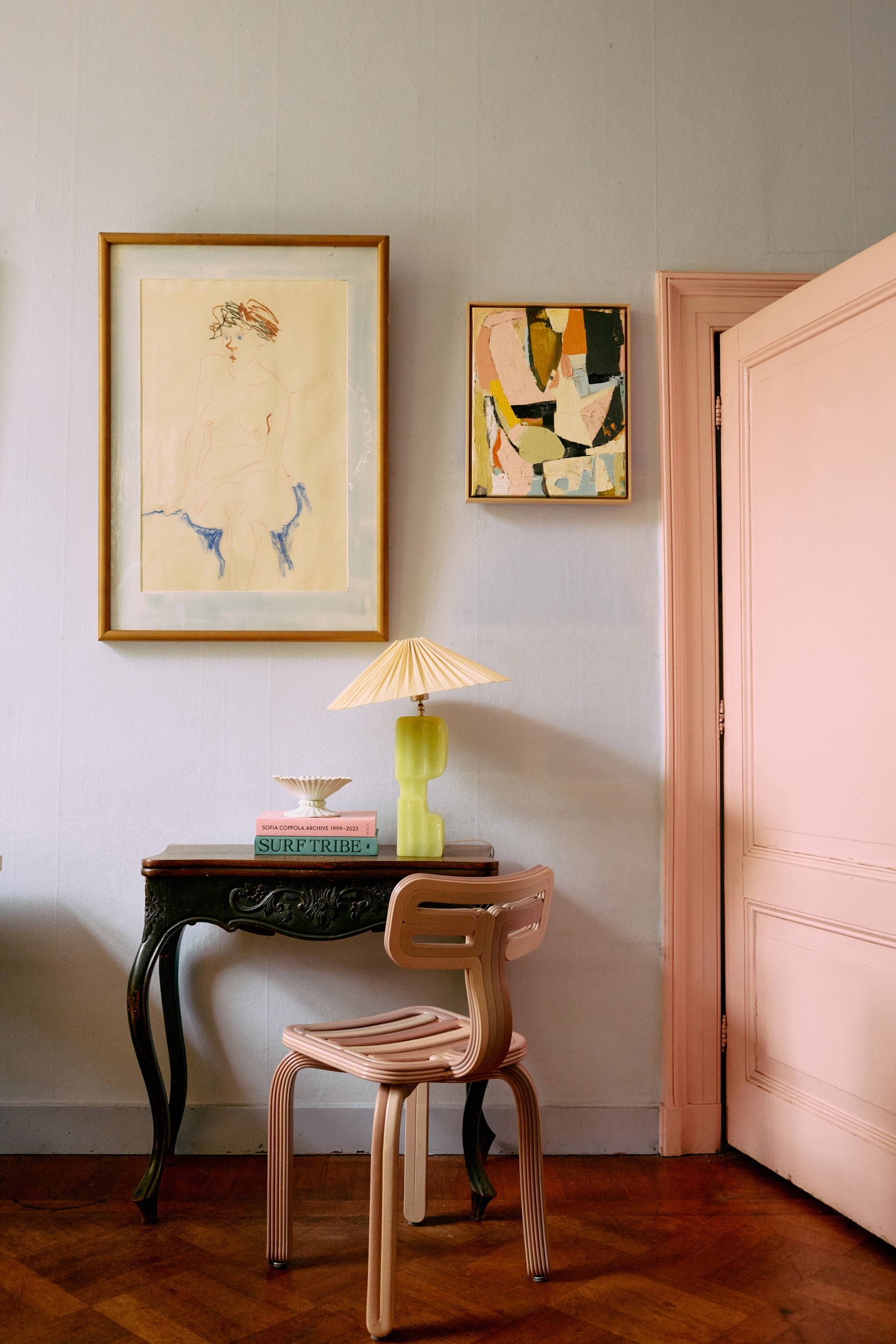 COLUMN TABLE LAMP BASE | SHADE IVORY