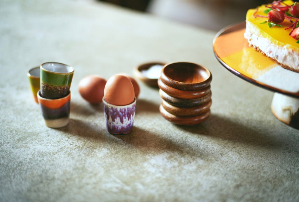 70's CERAMICS EGG CUPS, ISLAND - SET OF 4