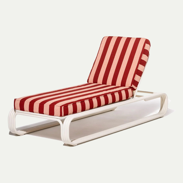 THE CONTINI SUN LOUNGER | ANTIQUE WHITE FRAME | TERRY TERRACOTTA STRIPE | On Order